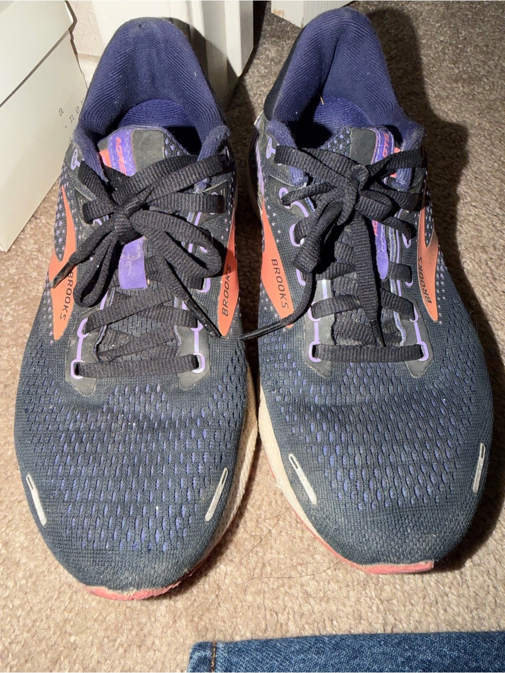 Brooks Navy Running Shoes with Coral & Purple Details